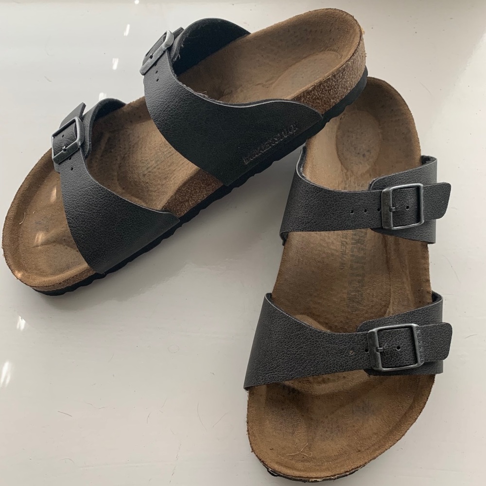 Birkenstock’s, charcoal grey